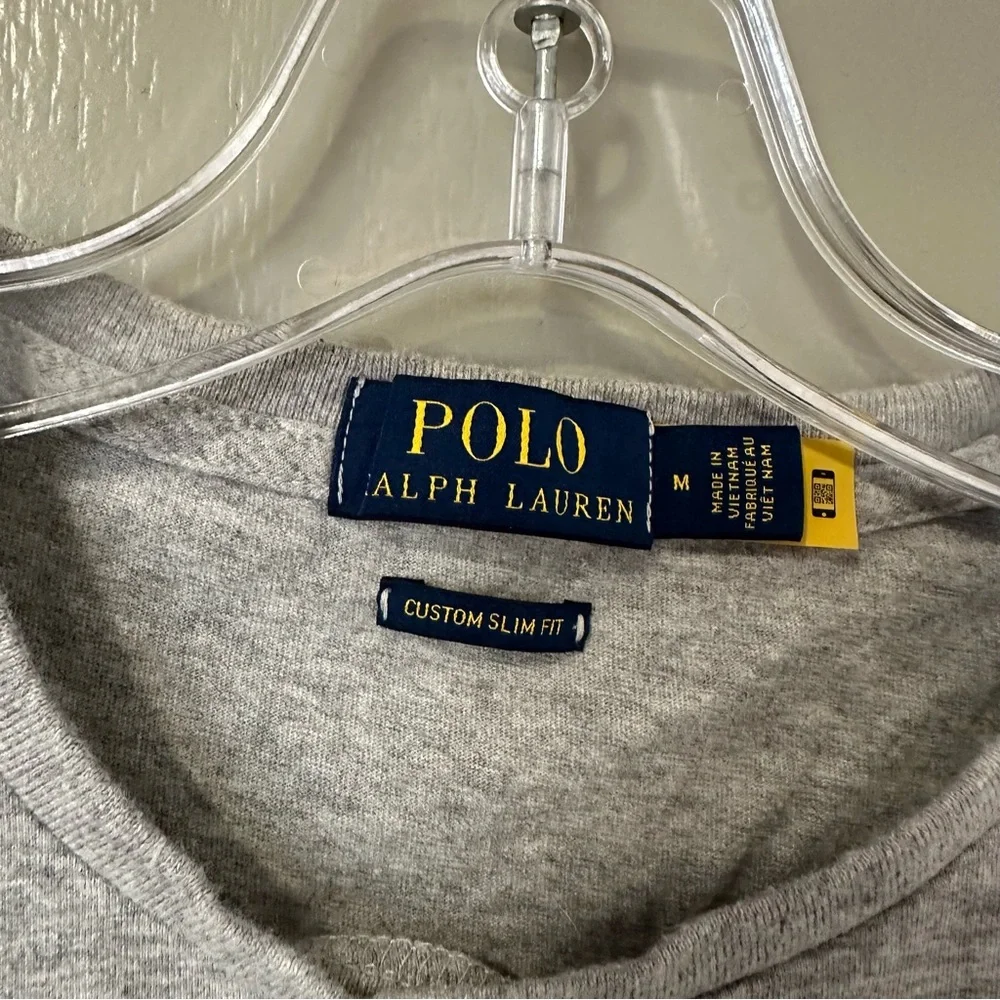 Polo by Ralph Lauren Gray T-Shirt Women’s Medium American Flag Style Logo Casual - Picture 2 of 3